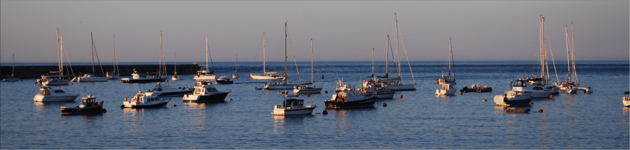 Moored boats at high tide